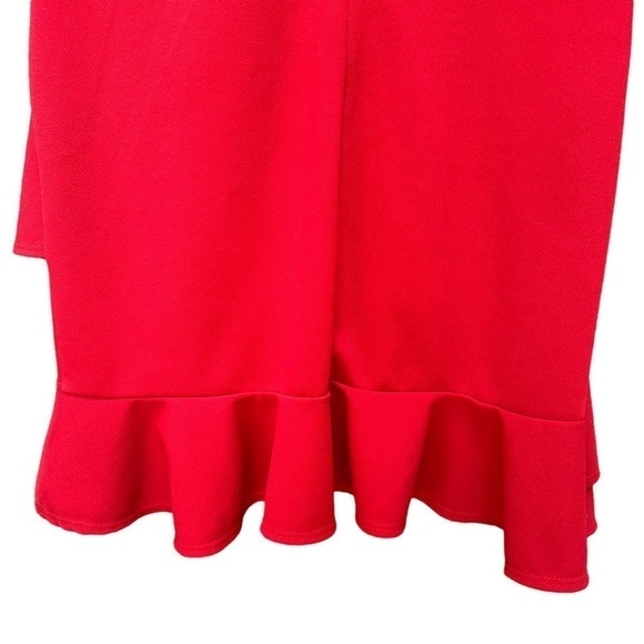 Lulus Red Ruffle Bodycon Mini Dress 3/4 Bell Sleeve Womens Size M‎ - Picture 4 of 9